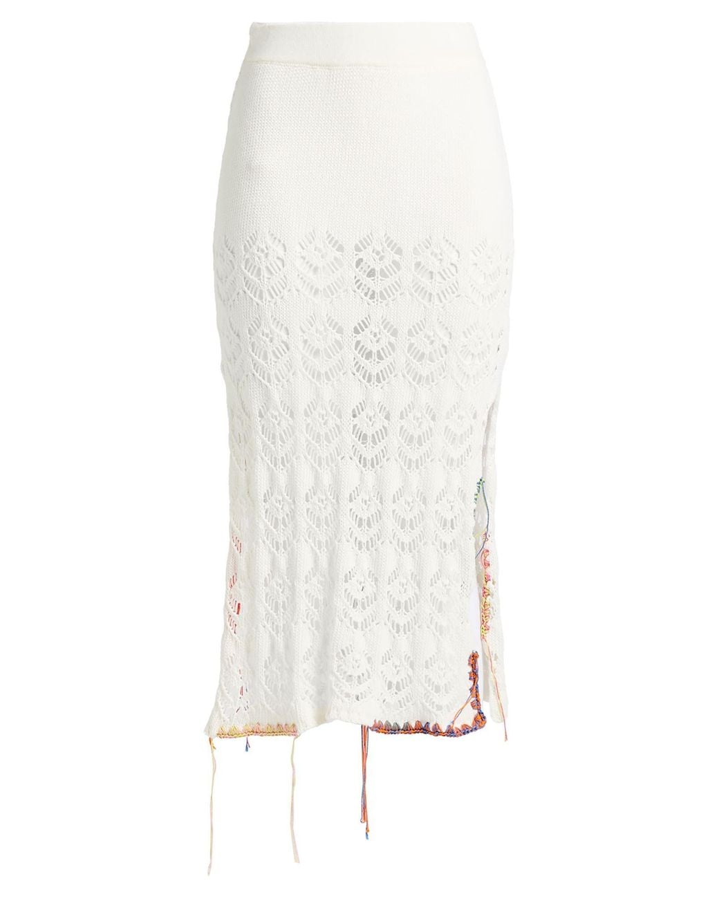 Gaelle Paris White Midi Skirt Cotton, Acrylic
