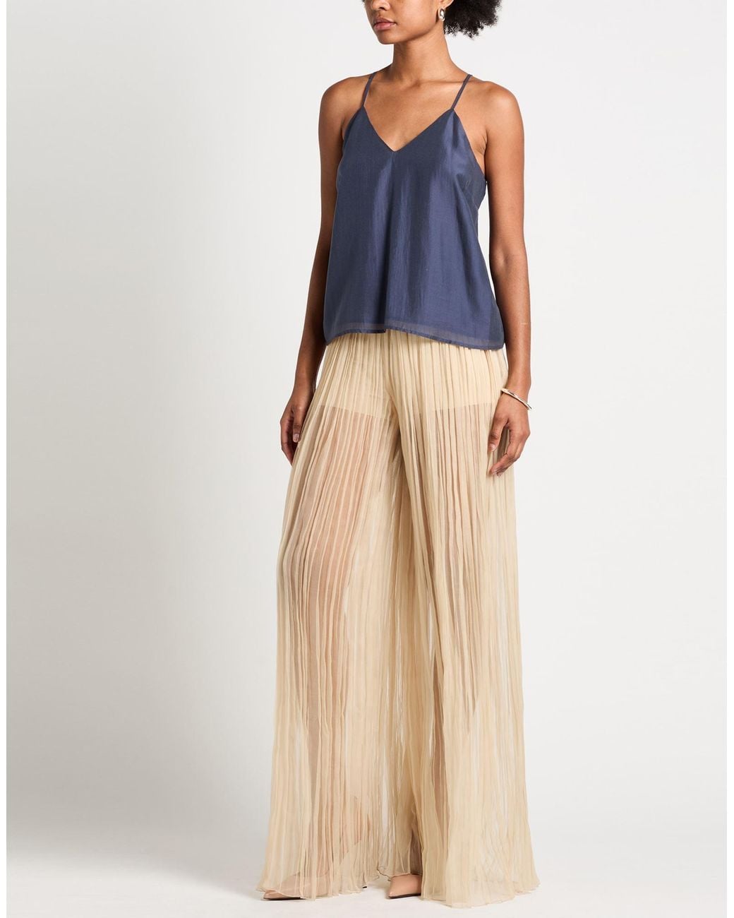 Alberta Ferretti Natural Pants Silk