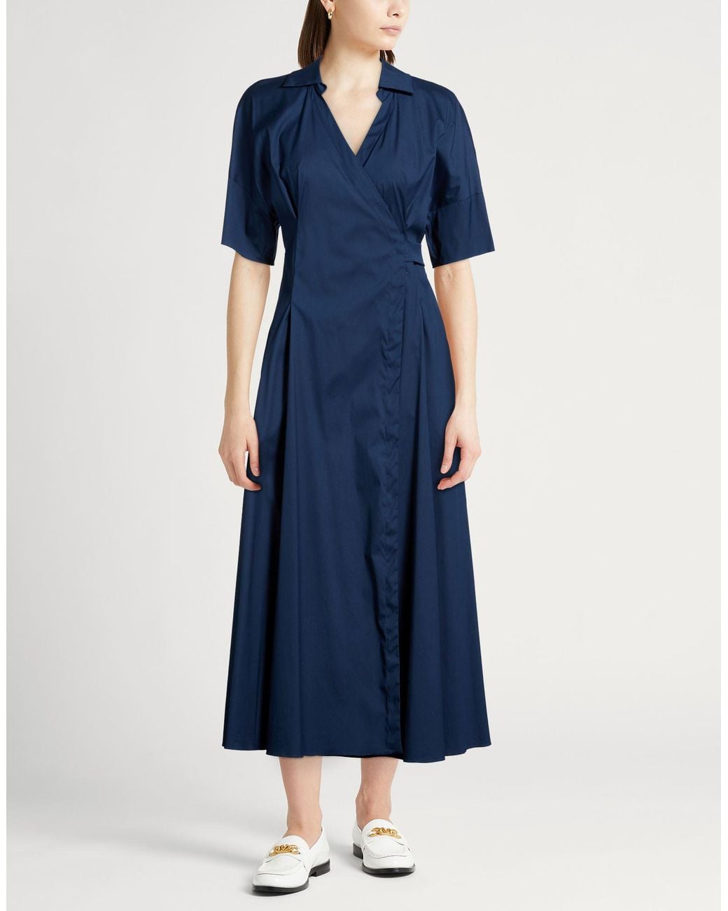 Max Mara Blue Midnight Maxi Dress Cotton, Polyamide, Elastane