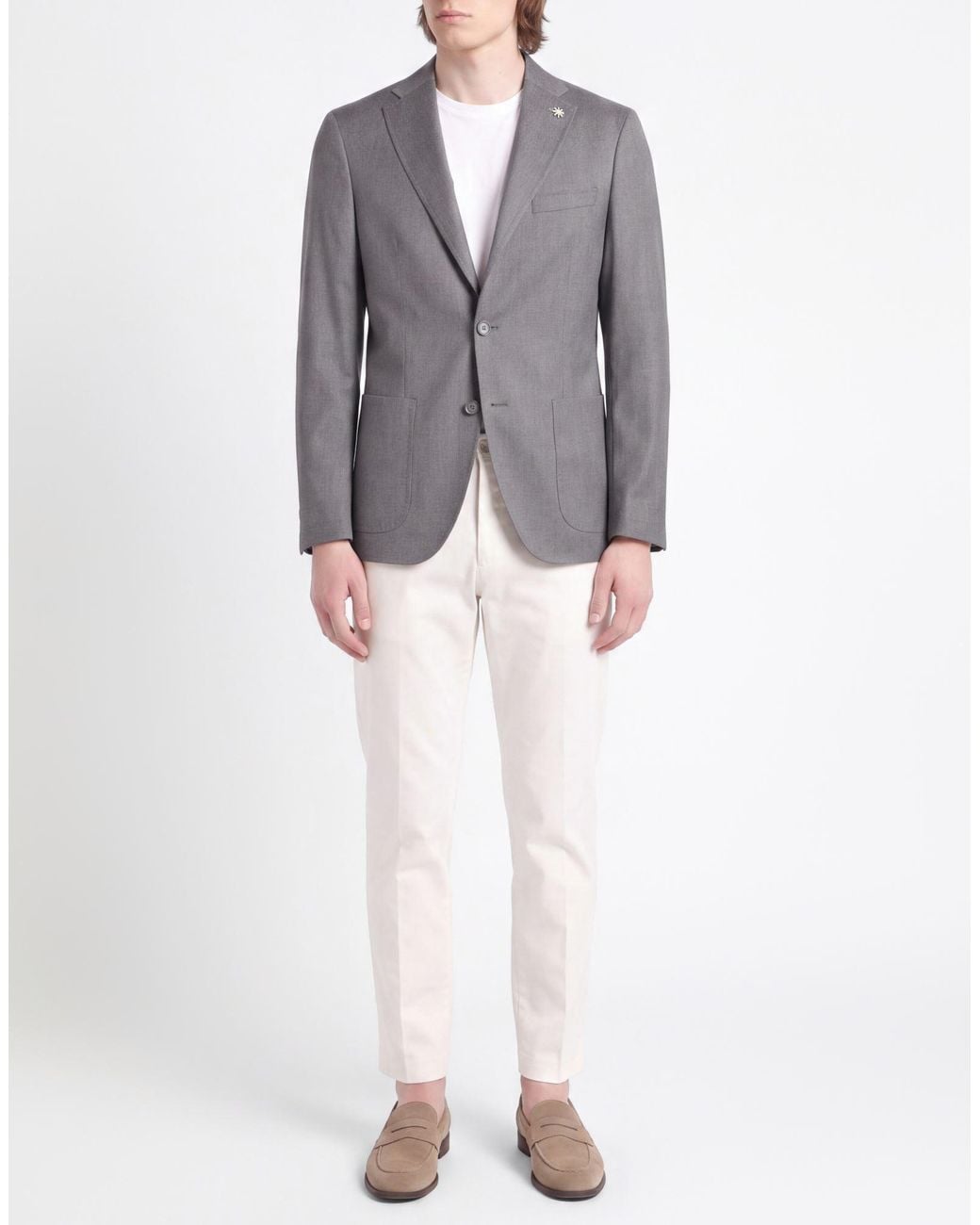Manuel Ritz Gray Blazer Wool, Elastane for men