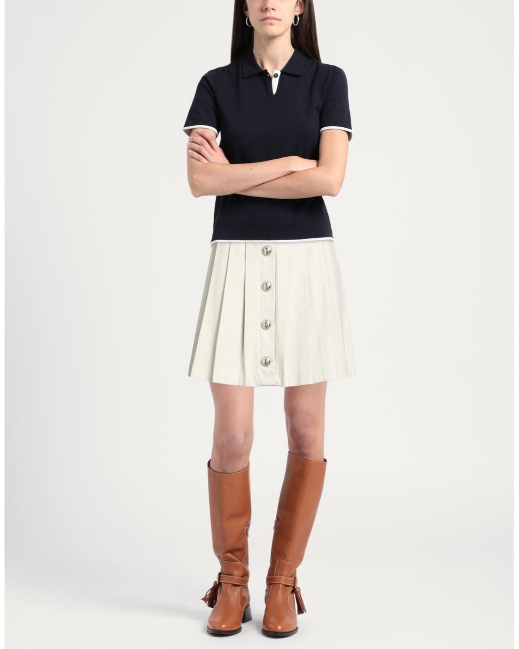 W Les Femmes By Babylon Natural Mini Skirt Polyamide, Viscose, Elastane