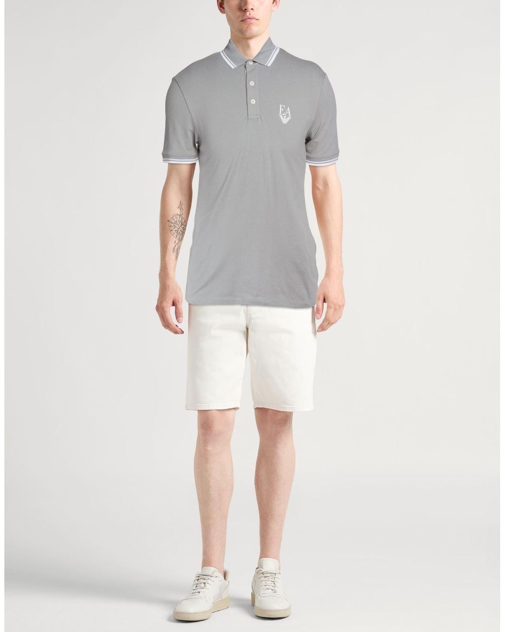 Emporio Armani Gray Polo Shirt Cotton, Elastane for men