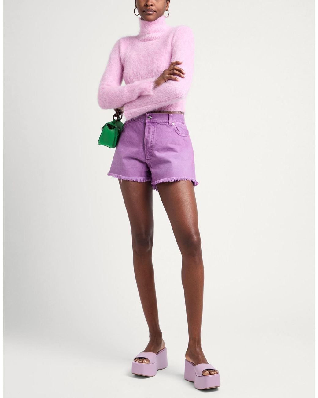Haikure Purple Denim Shorts Cotton
