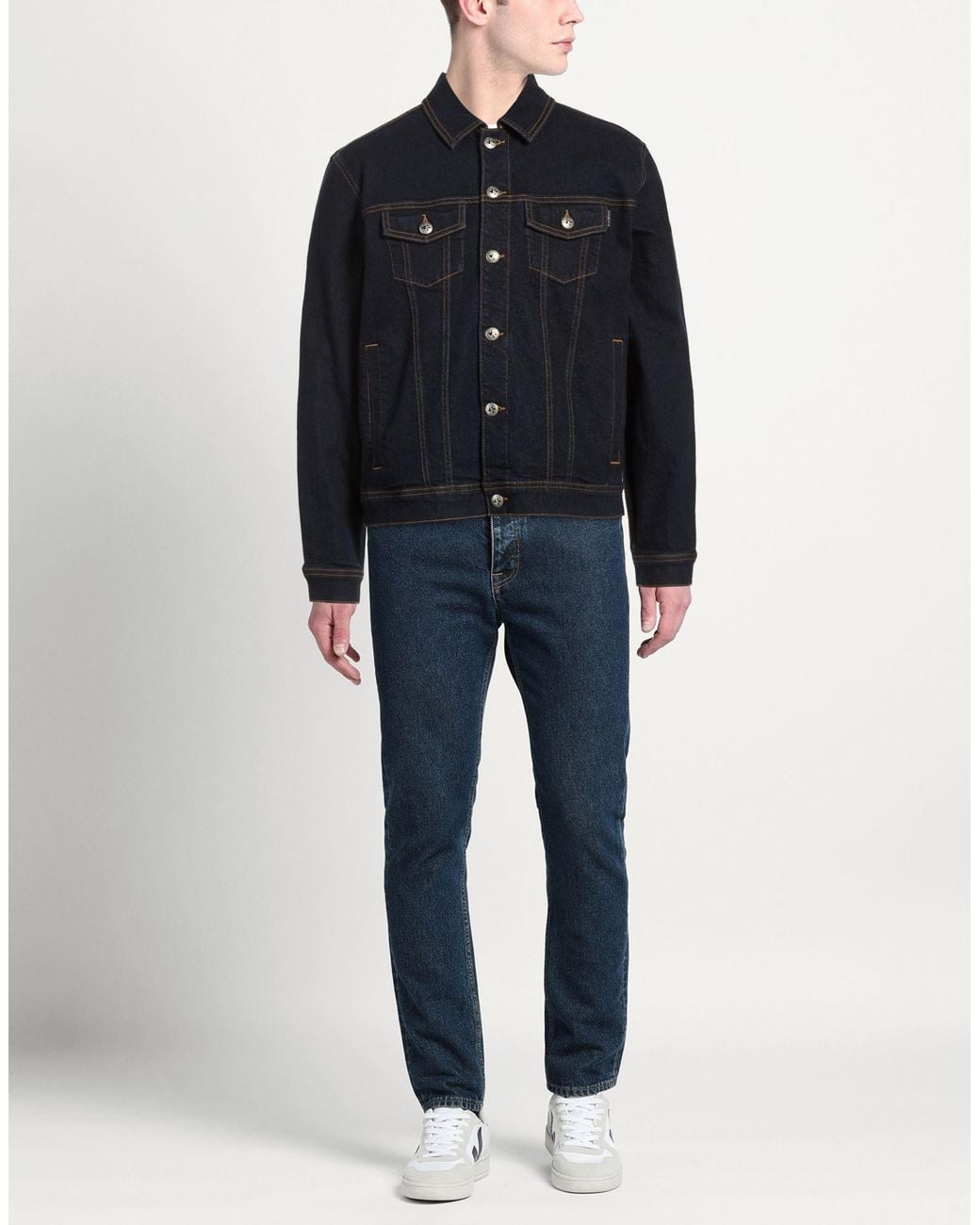 John Richmond Blue Denim Outerwear Cotton, Elastane for men