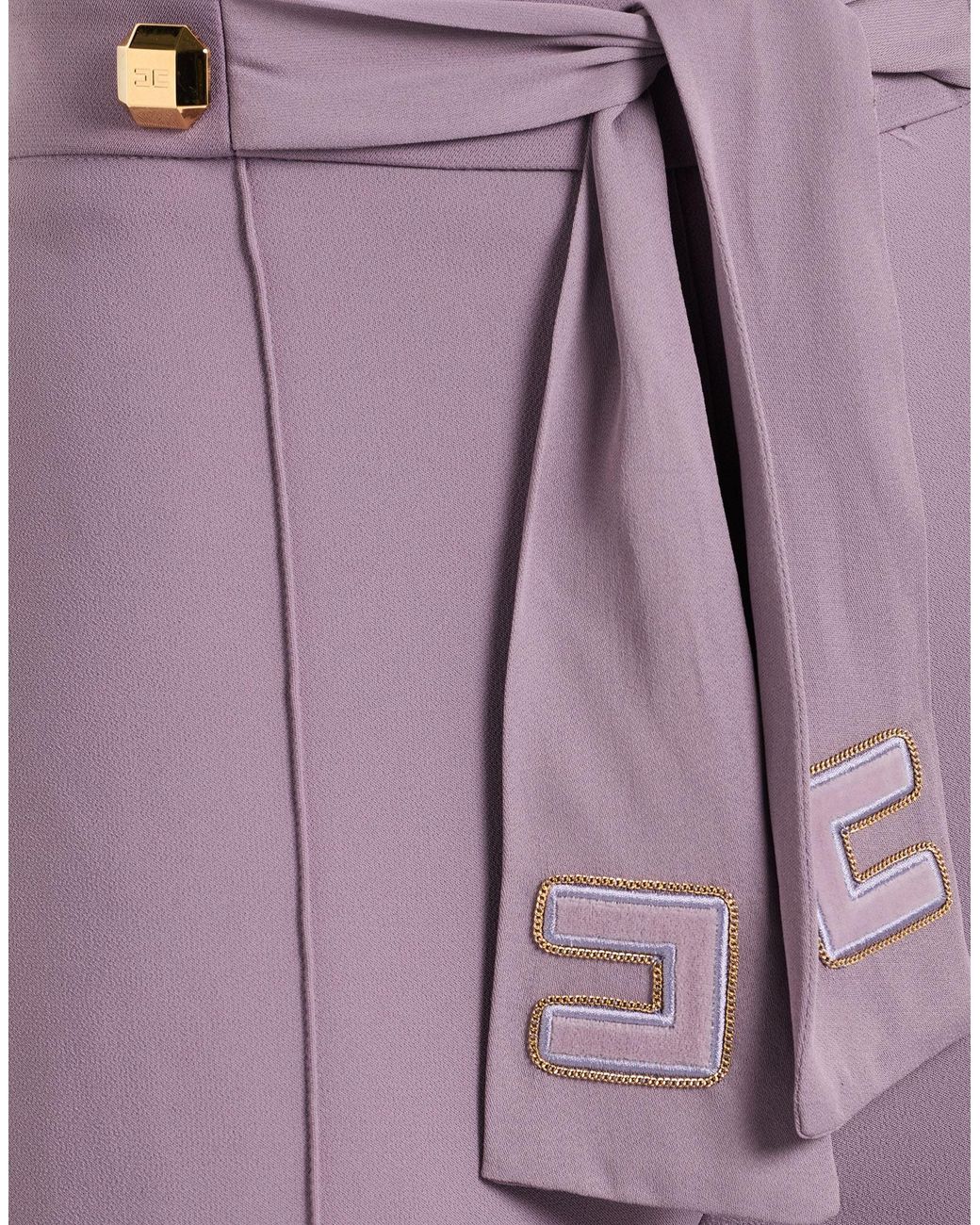 Elisabetta Franchi Purple Pants Polyester, Elastane