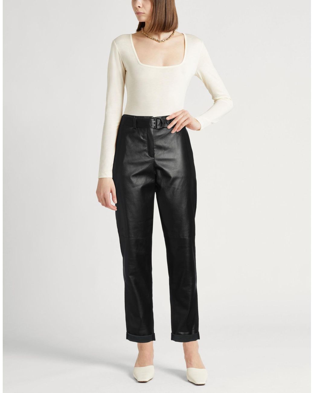 Akris Gray Pants Lambskin, Wool