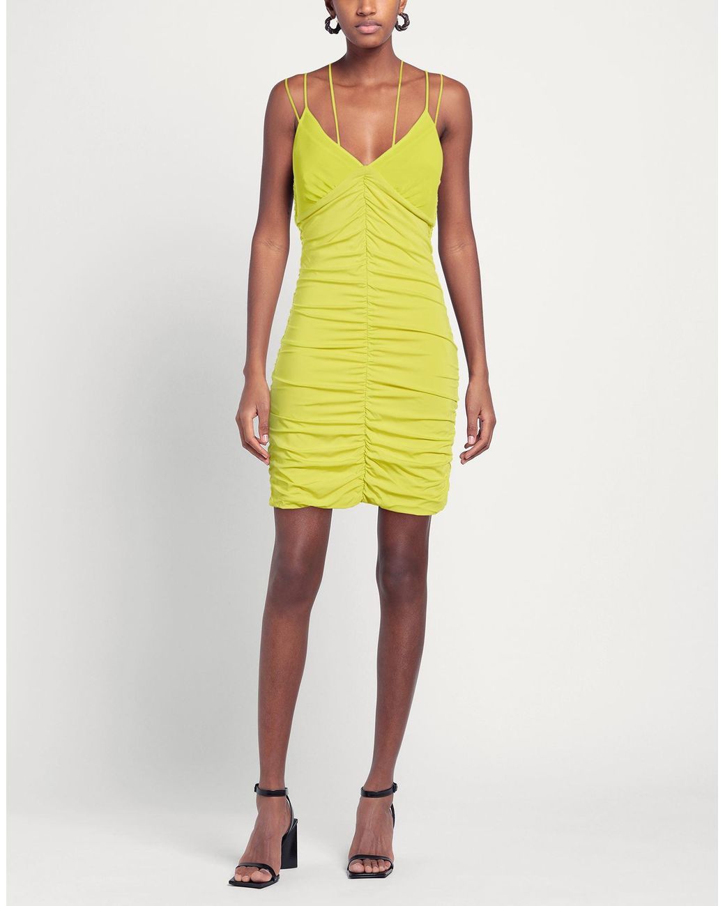 SIMONA CORSELLINI Yellow Lime Mini Dress Viscose, Elastane
