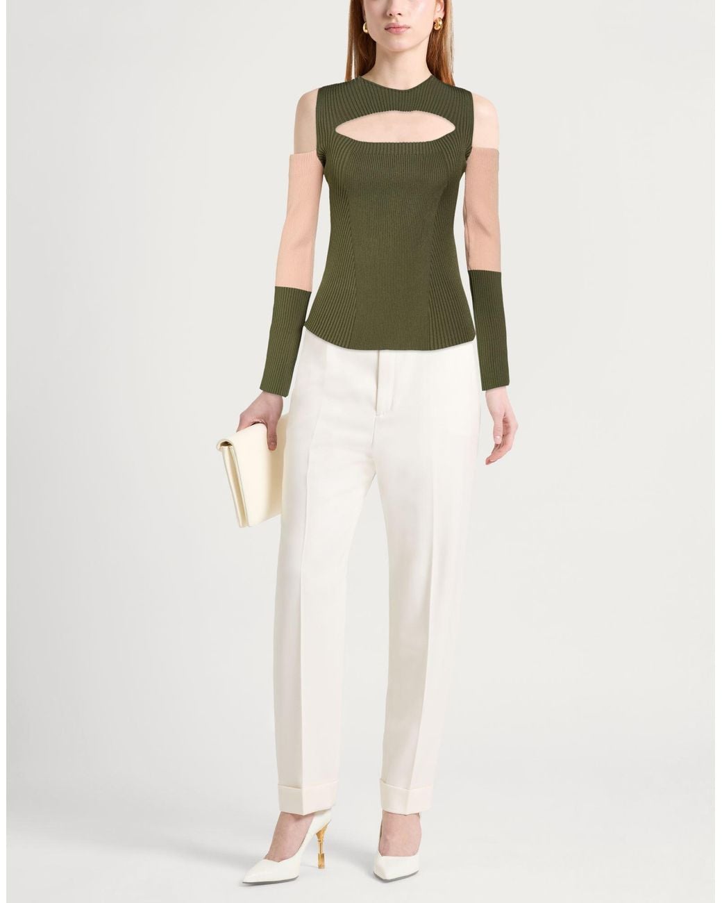 McQueen Green Military Sweater Viscose, Polyamide, Polyester, Elastane
