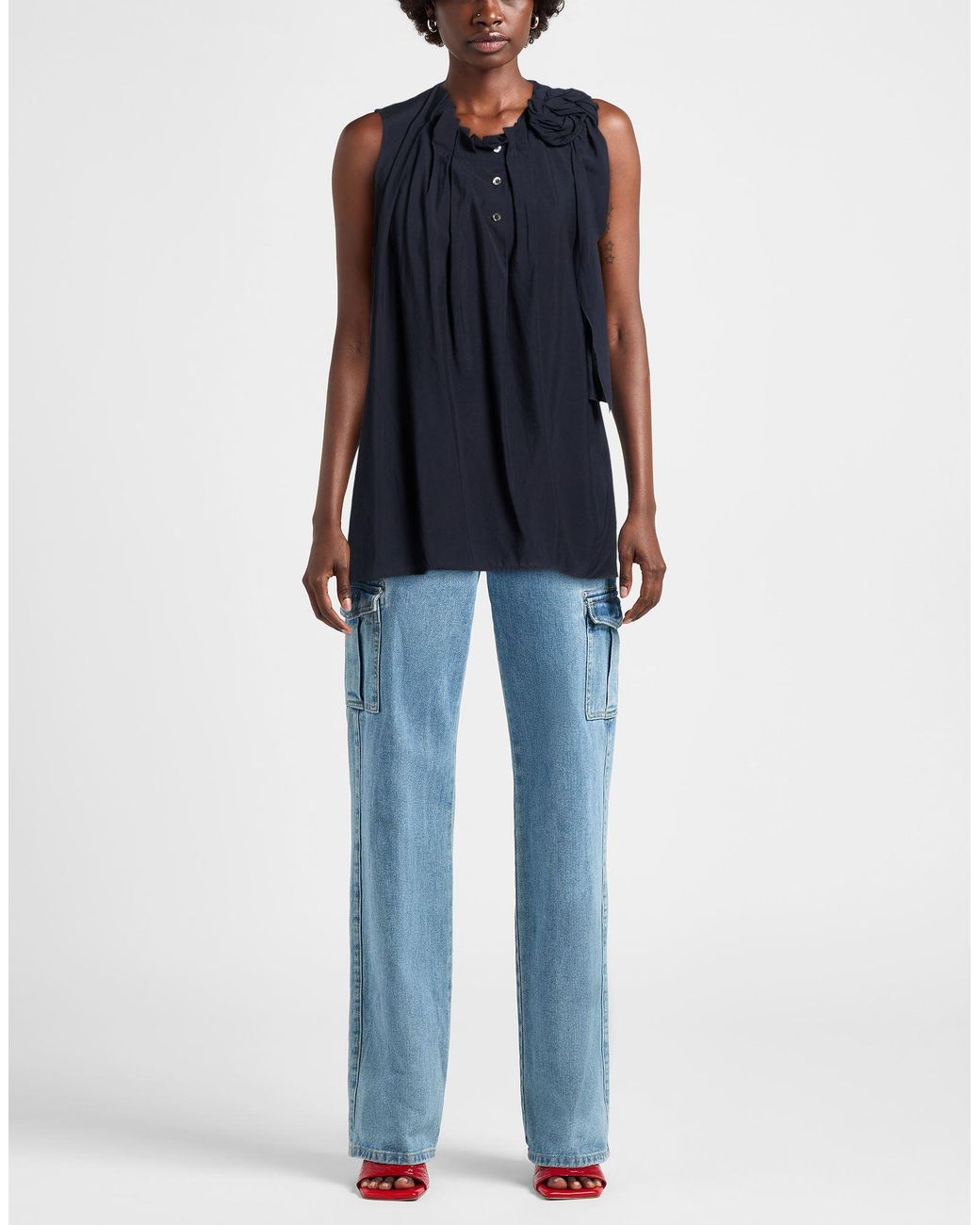 High Blue Midnight Top Rayon, Silk