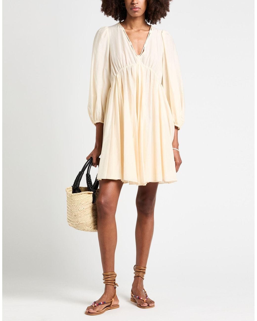 Pinko Natural Mini Dress Cotton, Silk