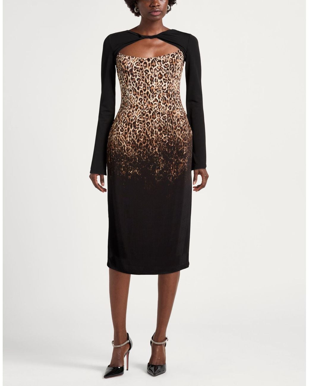 Just Cavalli Black Midi Dress Viscose, Elastane