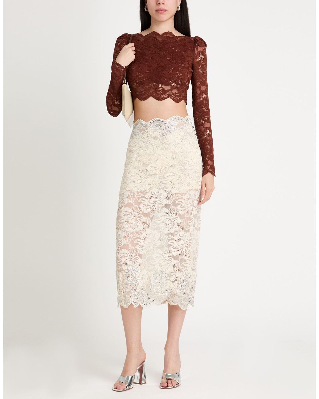 Rabanne Natural Ivory Midi Skirt Polyamide, Elastane