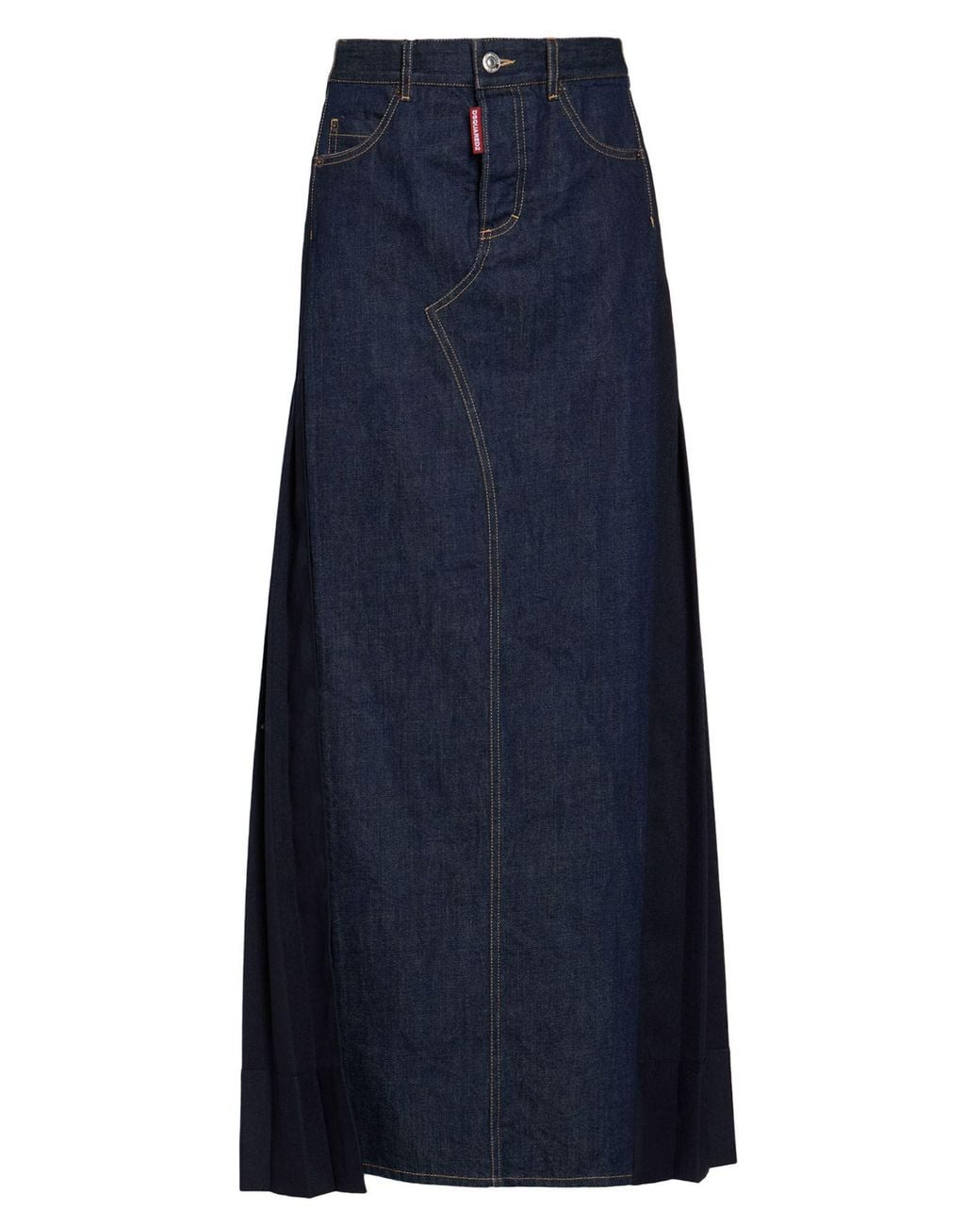 DSquared² Blue Maxi Skirt Virgin Wool, Cotton