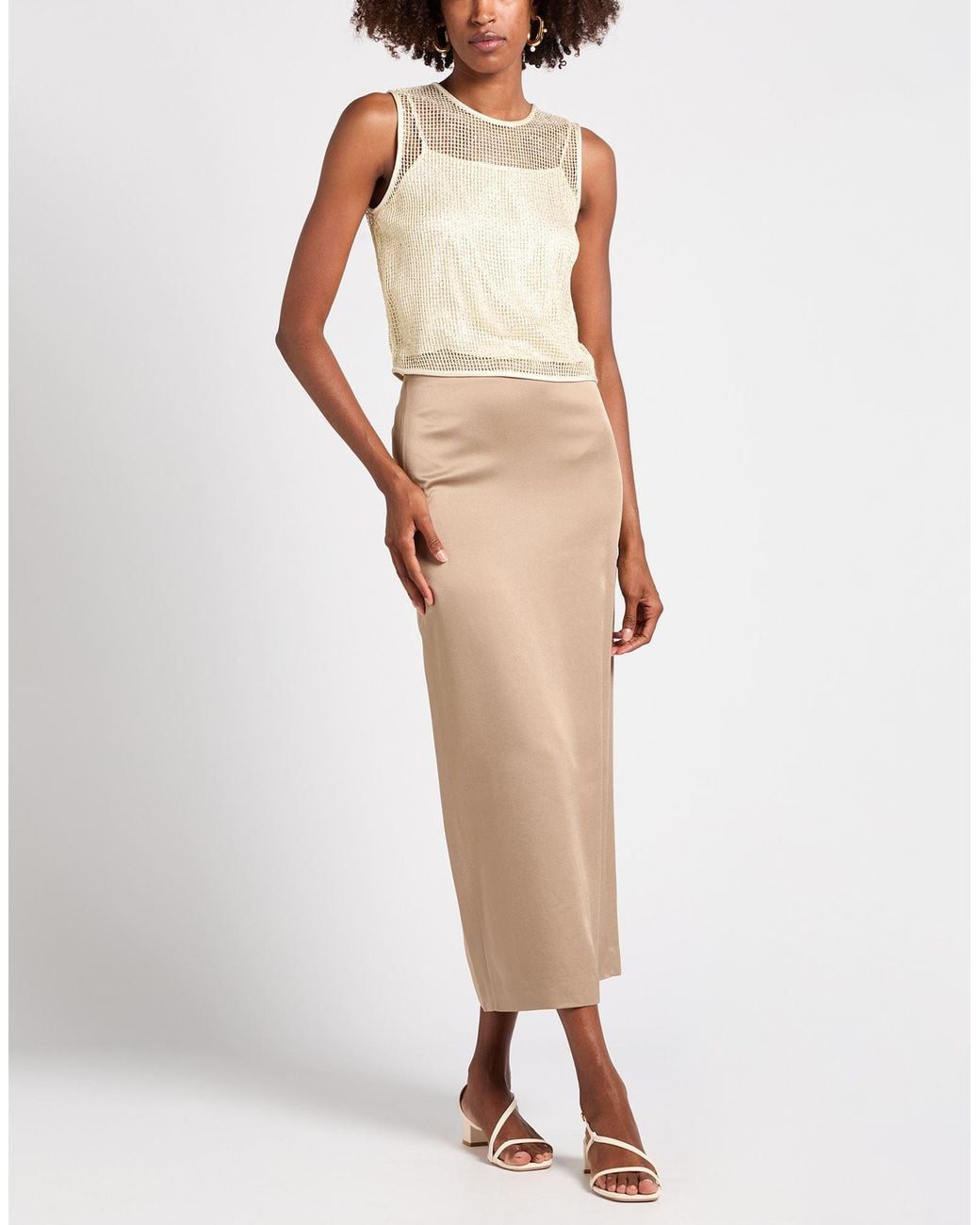 Brunello Cucinelli Natural Light Maxi Skirt Acetate, Viscose