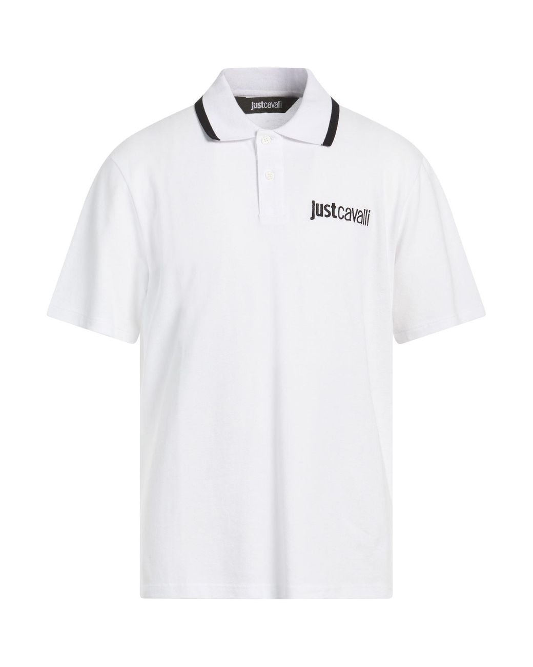 Just Cavalli White Polo Shirt Cotton, Polyester, Elastane for men