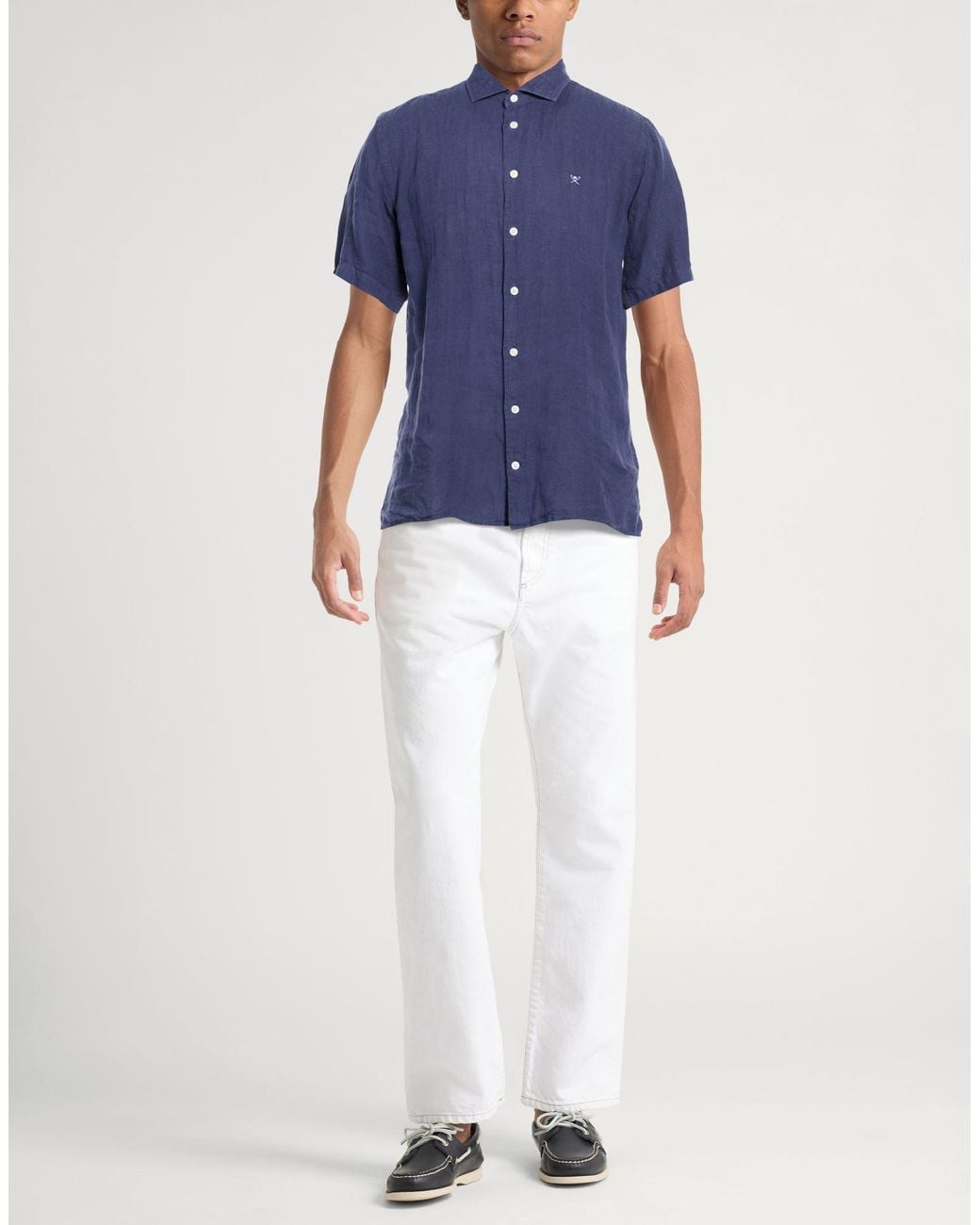 Hackett Blue Shirt Linen for men