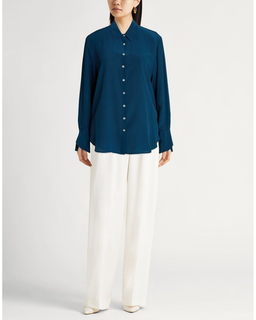 120% Lino Blue Shirt Silk
