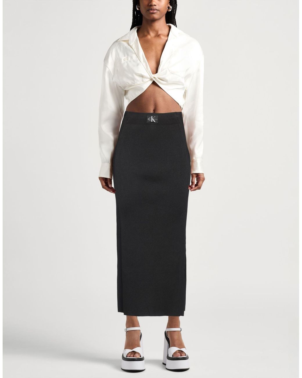 Calvin Klein Black Maxi Skirt Lyocell, Polyamide, Elastane