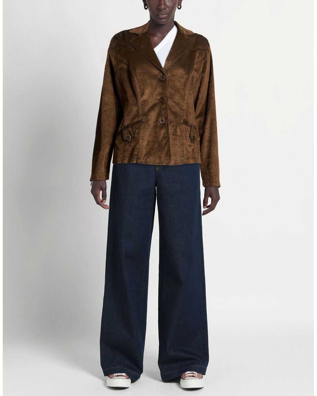 Clips Brown Jacket Viscose, Cotton, Elastane