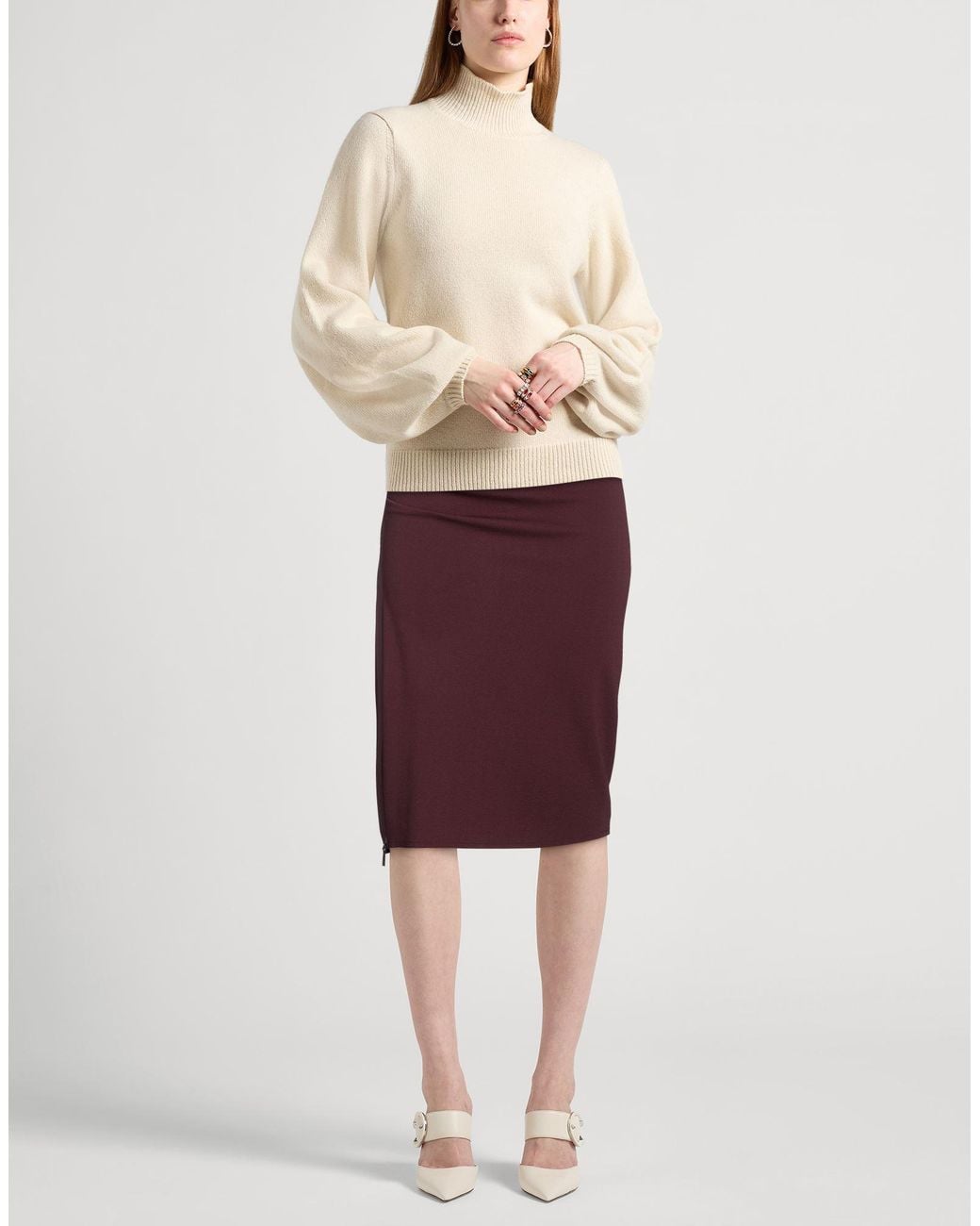 Lanvin Purple Chocolate Midi Skirt Viscose, Polyamide, Elastane
