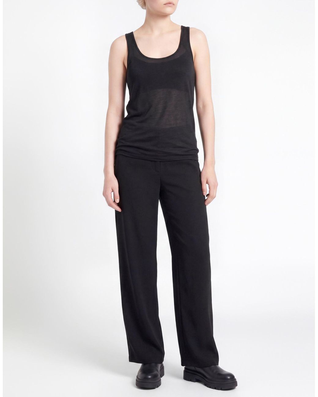 Majestic Filatures Black Tank Top Micro Modal, Cashmere