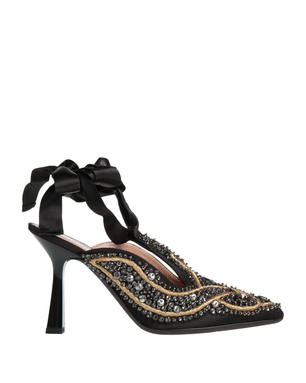 Alberta Ferretti Black Pumps Leather, Textile Fibers
