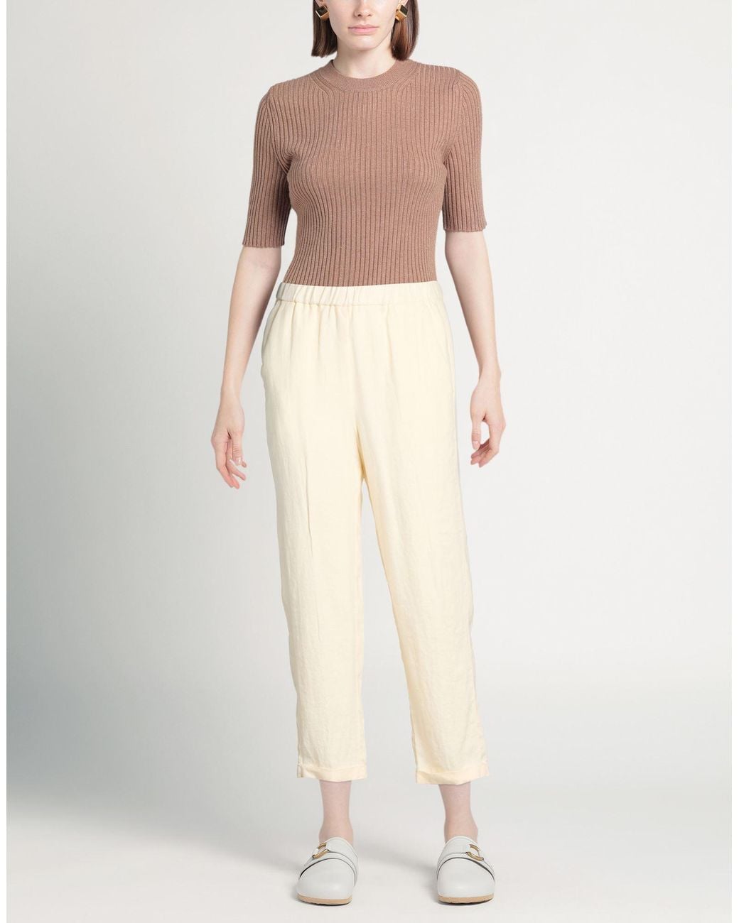 19.70 Nineteen Seventy Natural Ivory Pants Linen