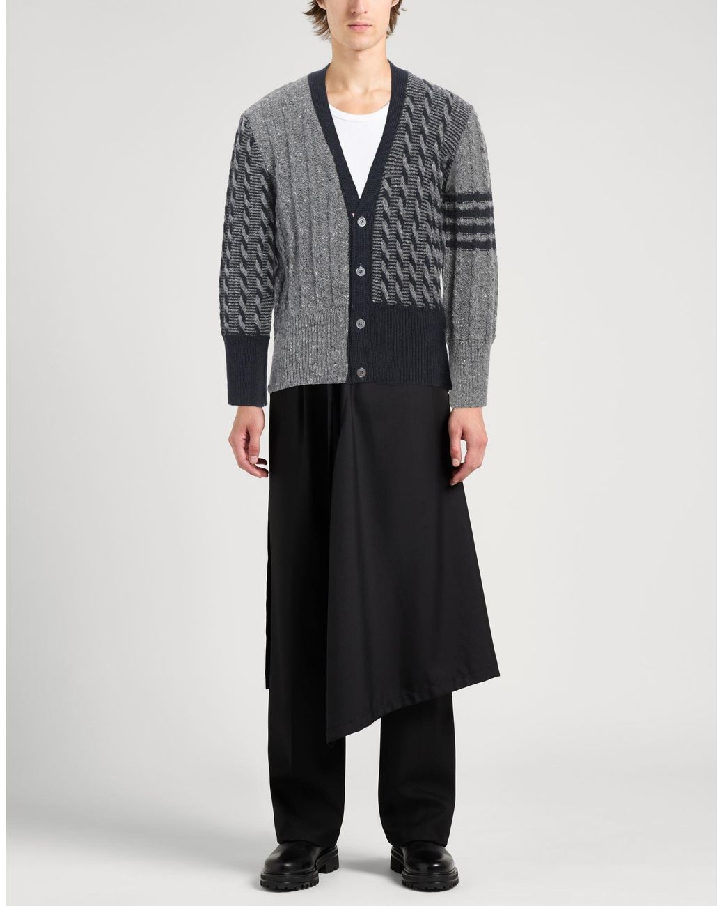 Thom Browne Gray Cardigan Wool, Mohair Wool for men