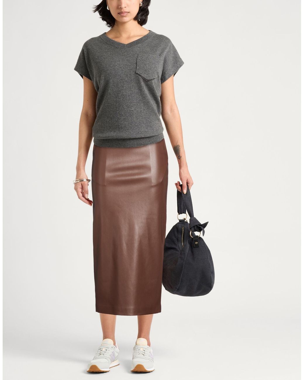 Alpha Studio Brown Midi Skirt