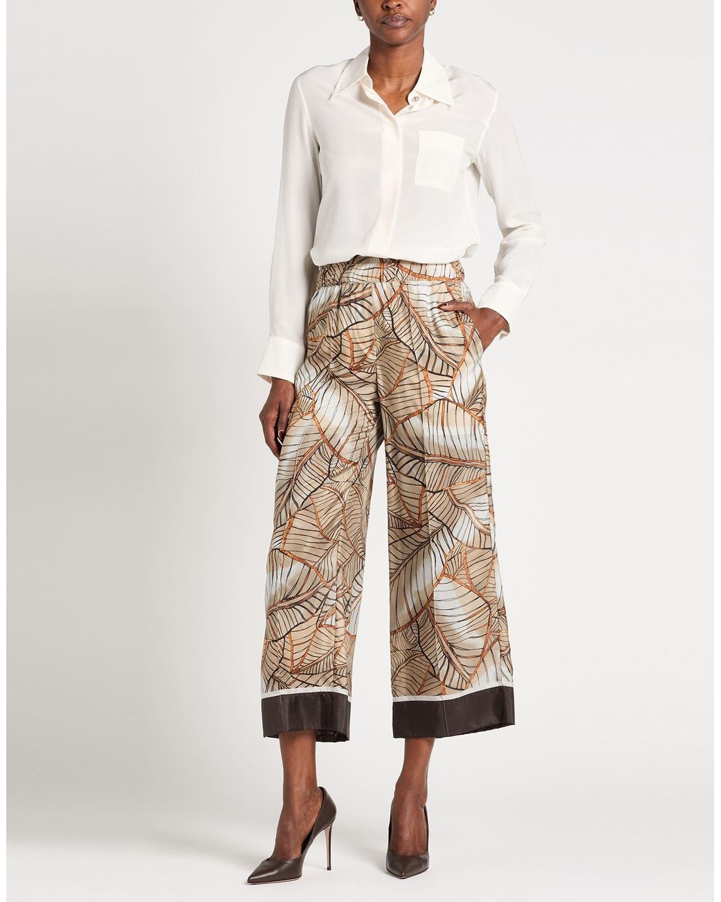 Brunello Cucinelli Natural Khaki Pants Silk