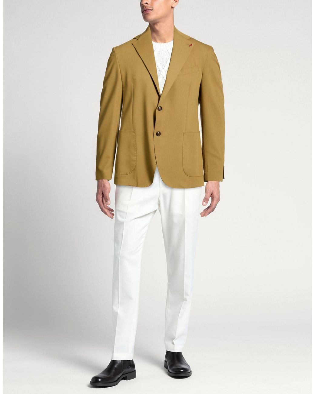 MULISH Green Blazer Polyester, Viscose, Elastane for men