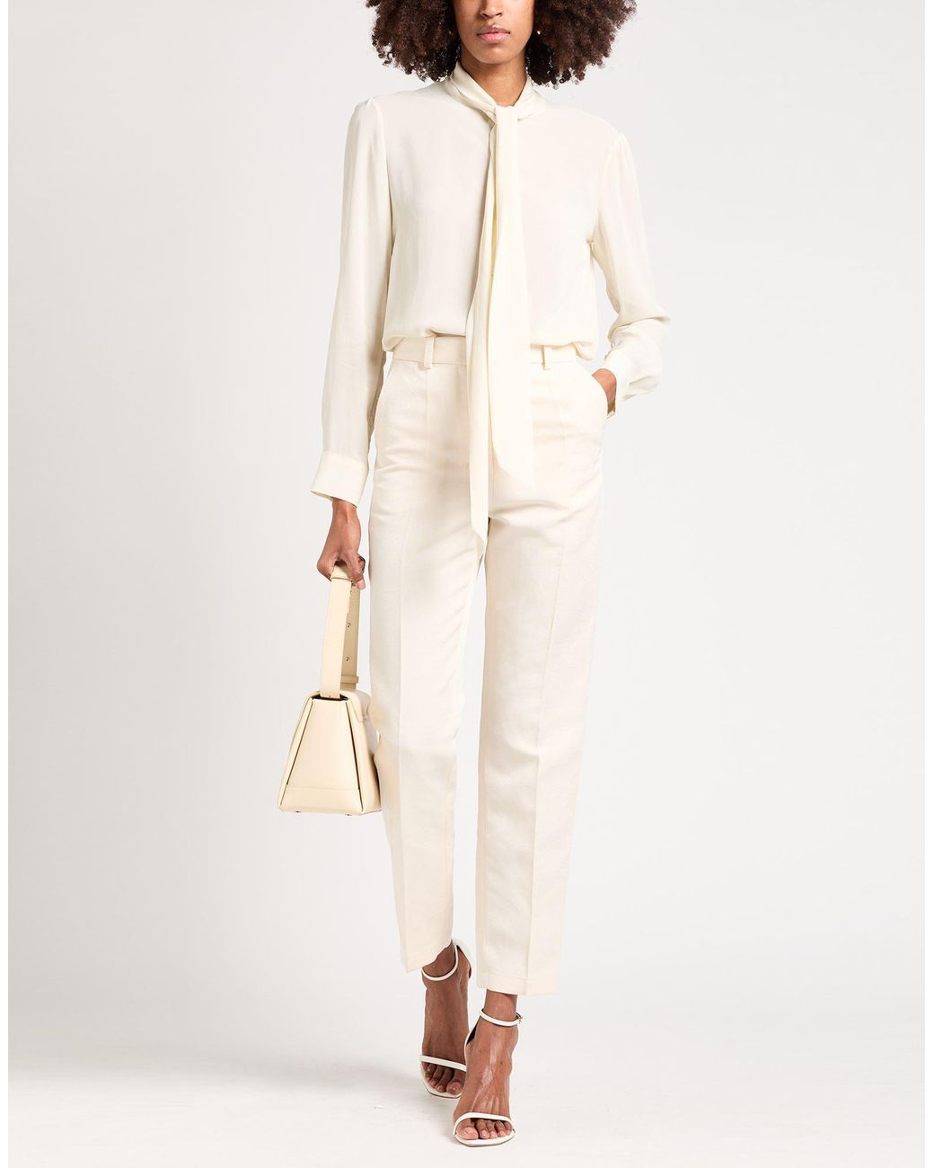 Jacquemus Natural Cream Pants Viscose, Linen, Polyamide