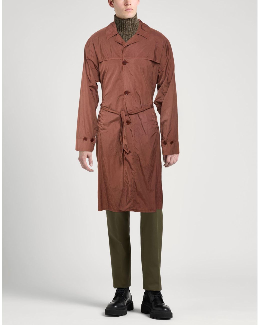 Aspesi Brown Tan Overcoat & Trench Coat Polyamide for men