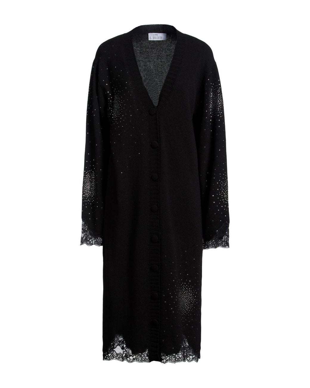 GIUSEPPE DI MORABITO Black Midi Dress Wool, Viscose, Polyamide, Cashmere