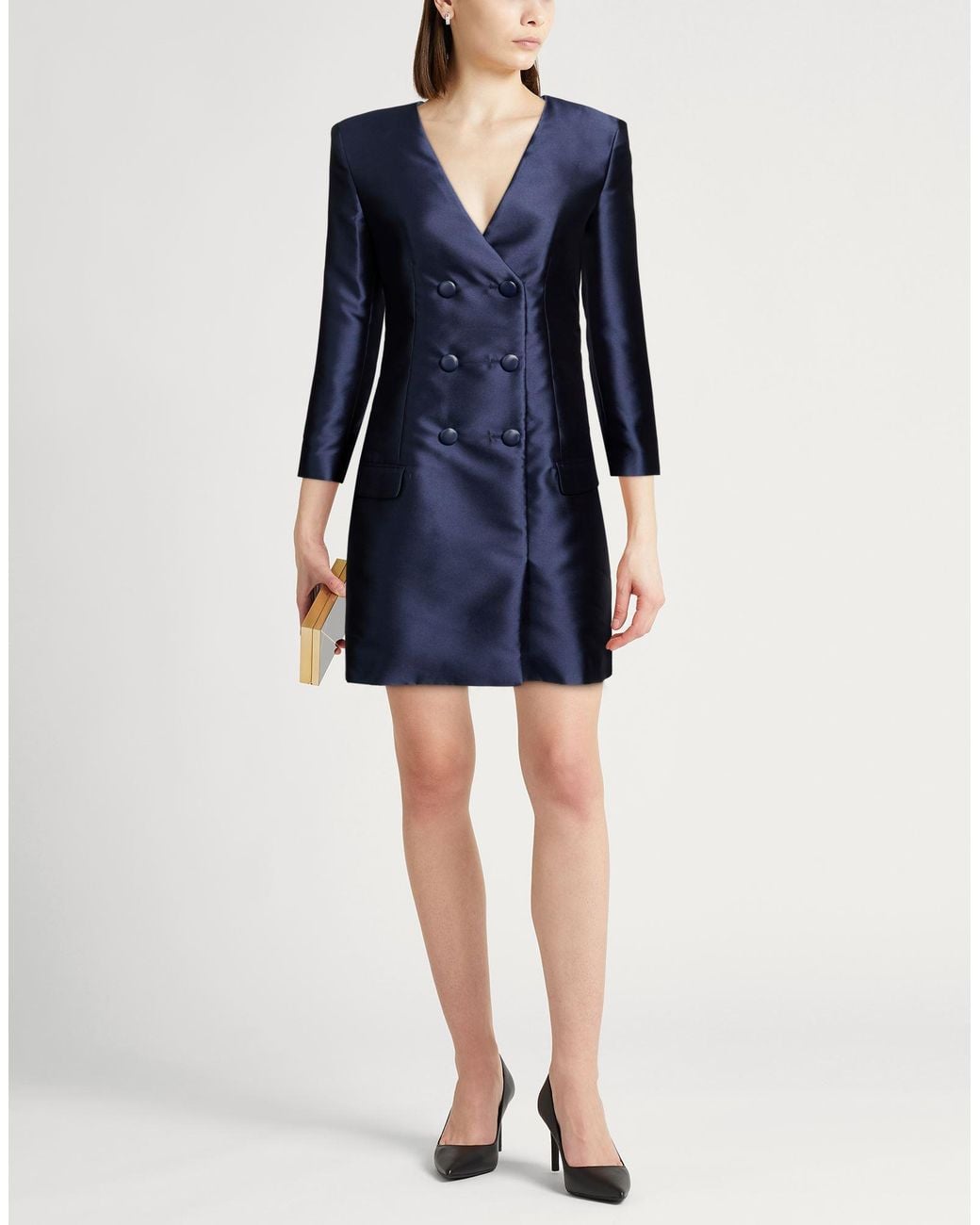Emporio Armani Blue Mini Dress Polyester, Silk