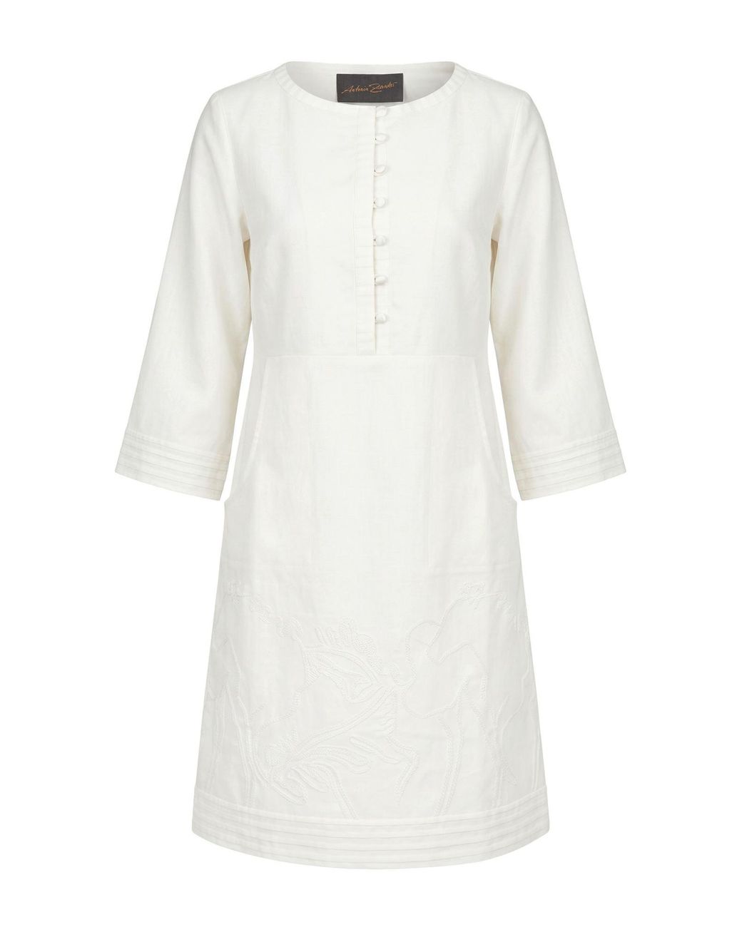 Antonia Zander White Ivory Mini Dress Cotton, Polyacrylic