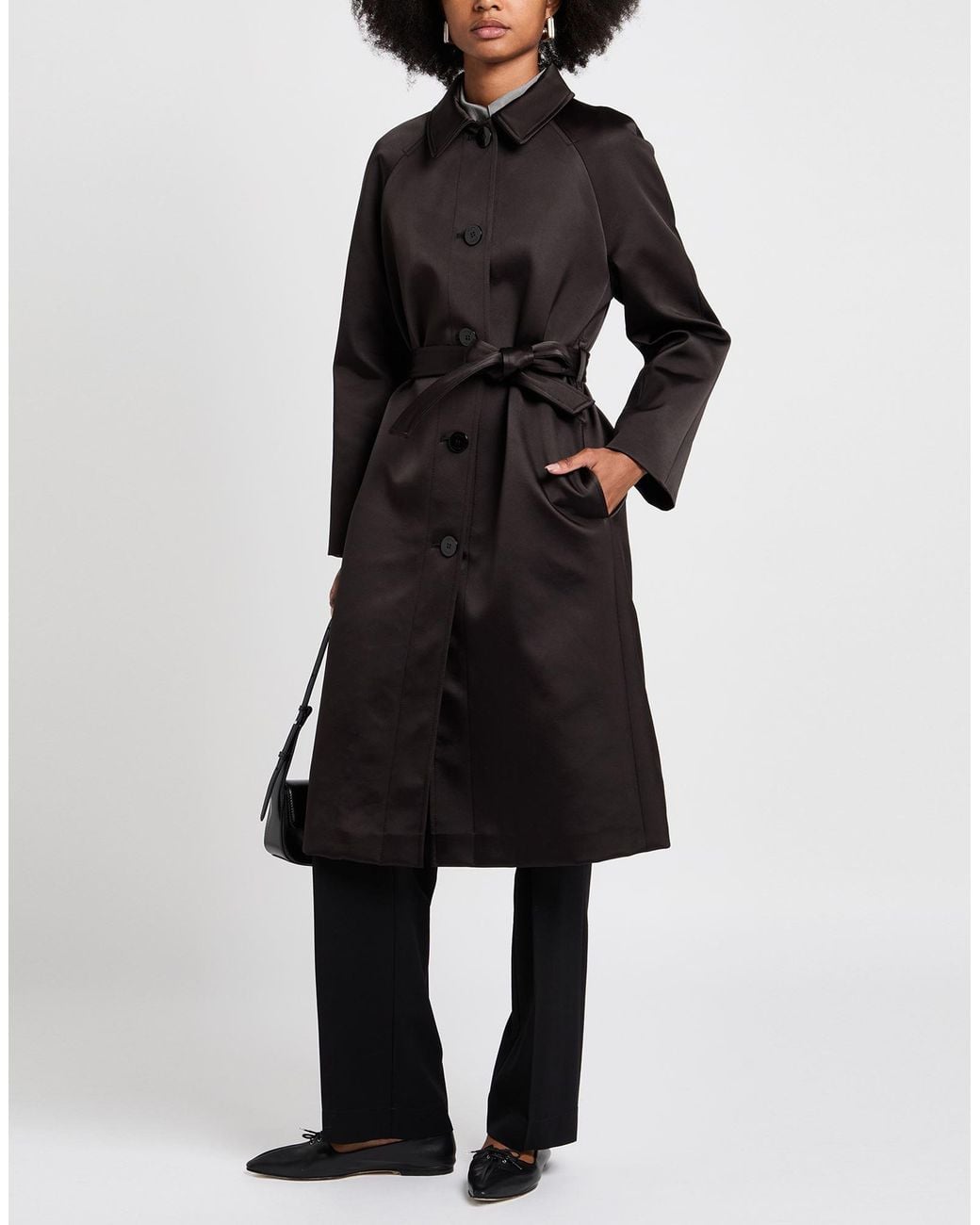 Caractere Black Overcoat & Trench Coat Polyester, Elastane