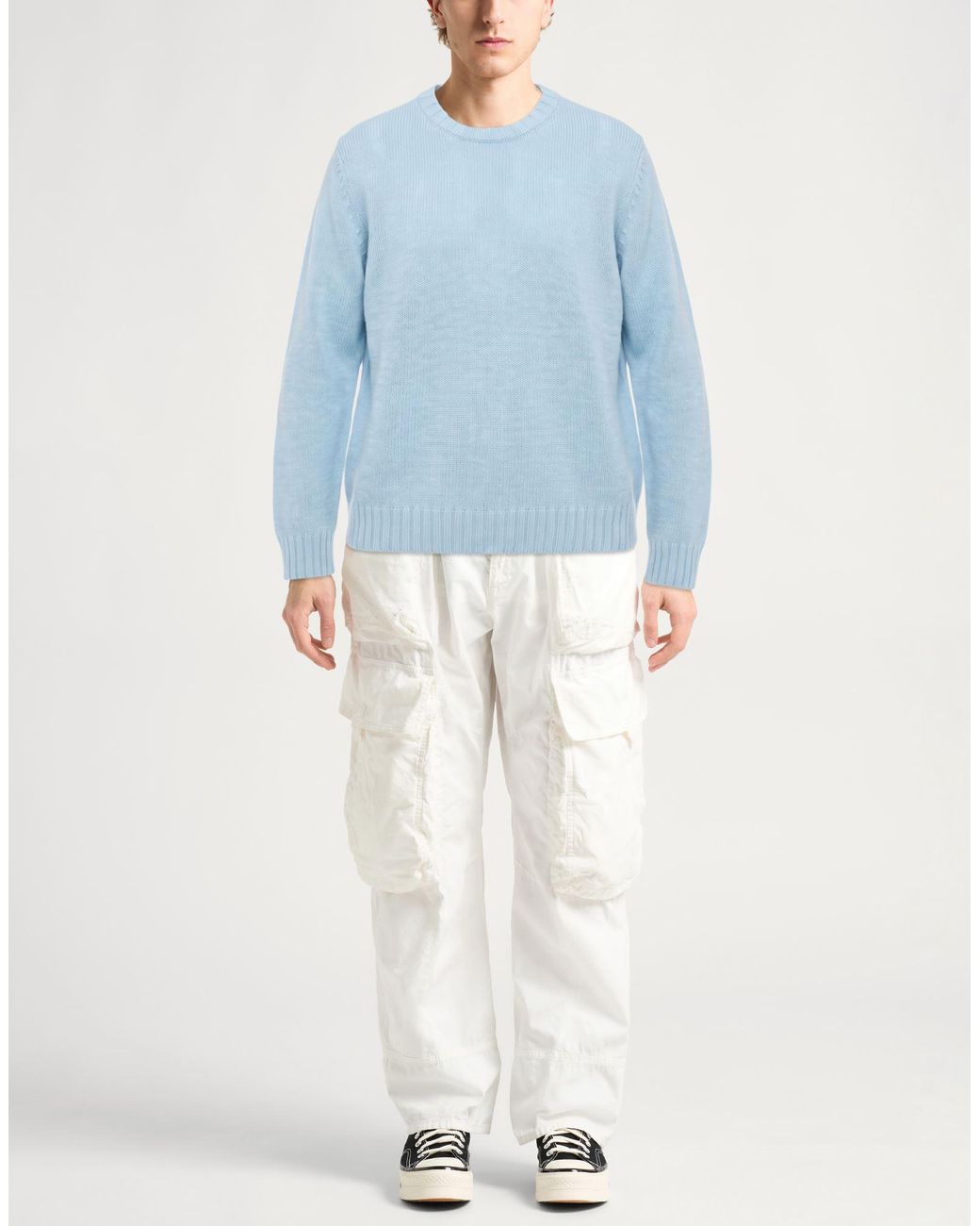 Palm Angels Blue Sweater Cotton, Polyamide for men