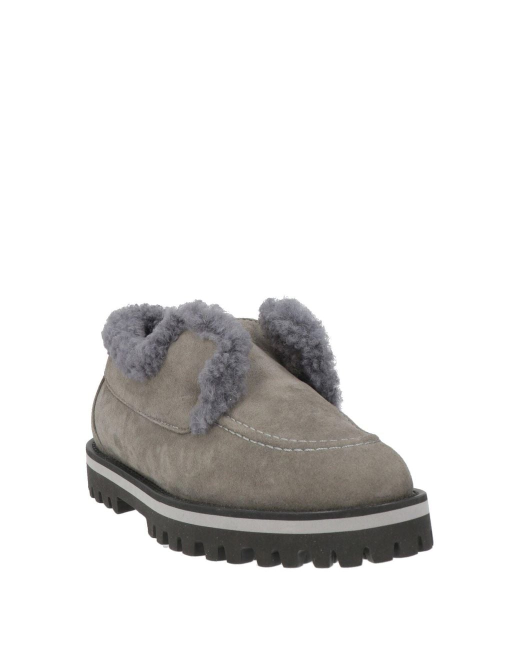 Le Silla Gray Taupe Loafers Leather, Shearling