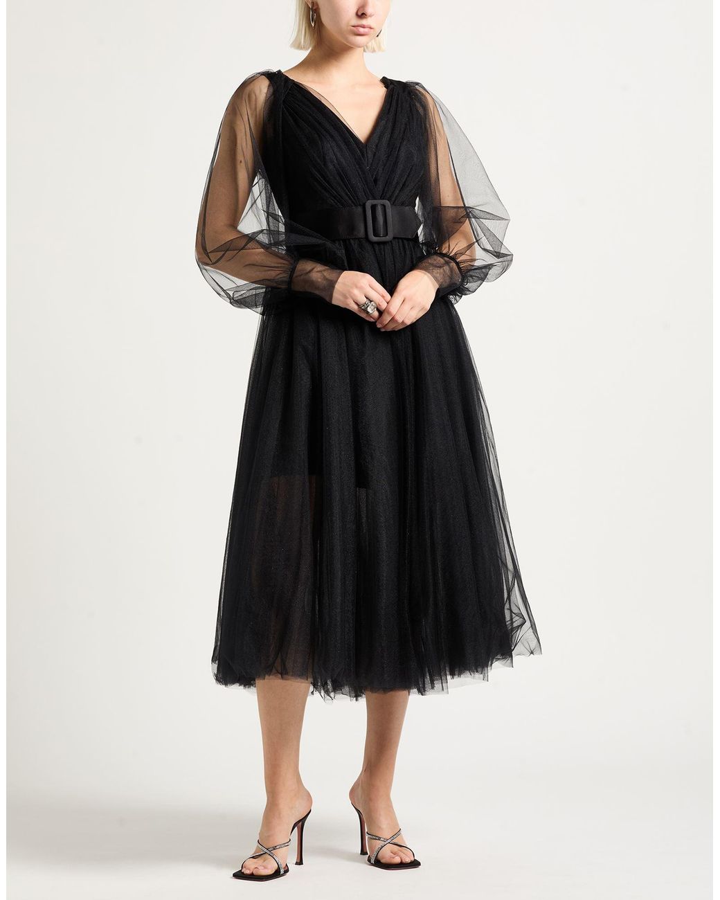 Gai Mattiolo Black Midi Dress Polyester