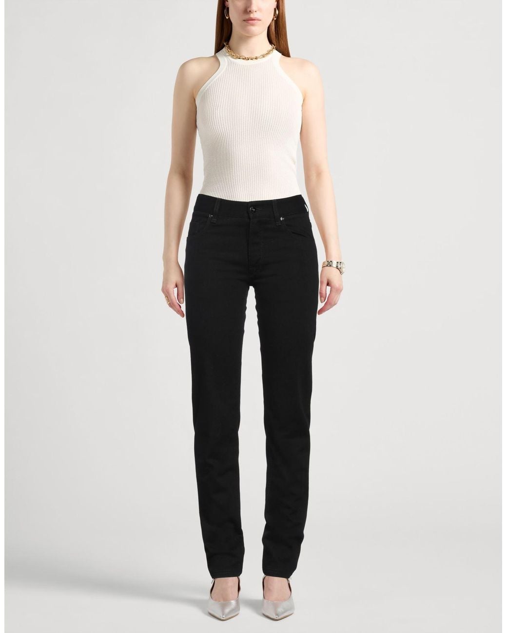 Fendi Black Jeans Cotton, Calfskin