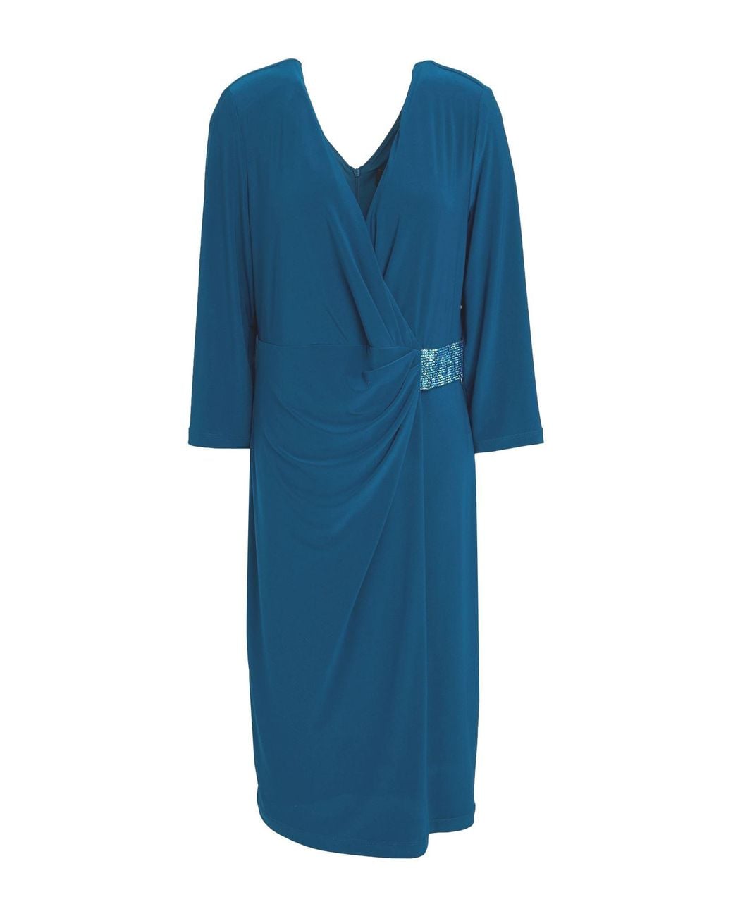 FRANK LYMAN Blue Midi Dress Polyester, Elastane