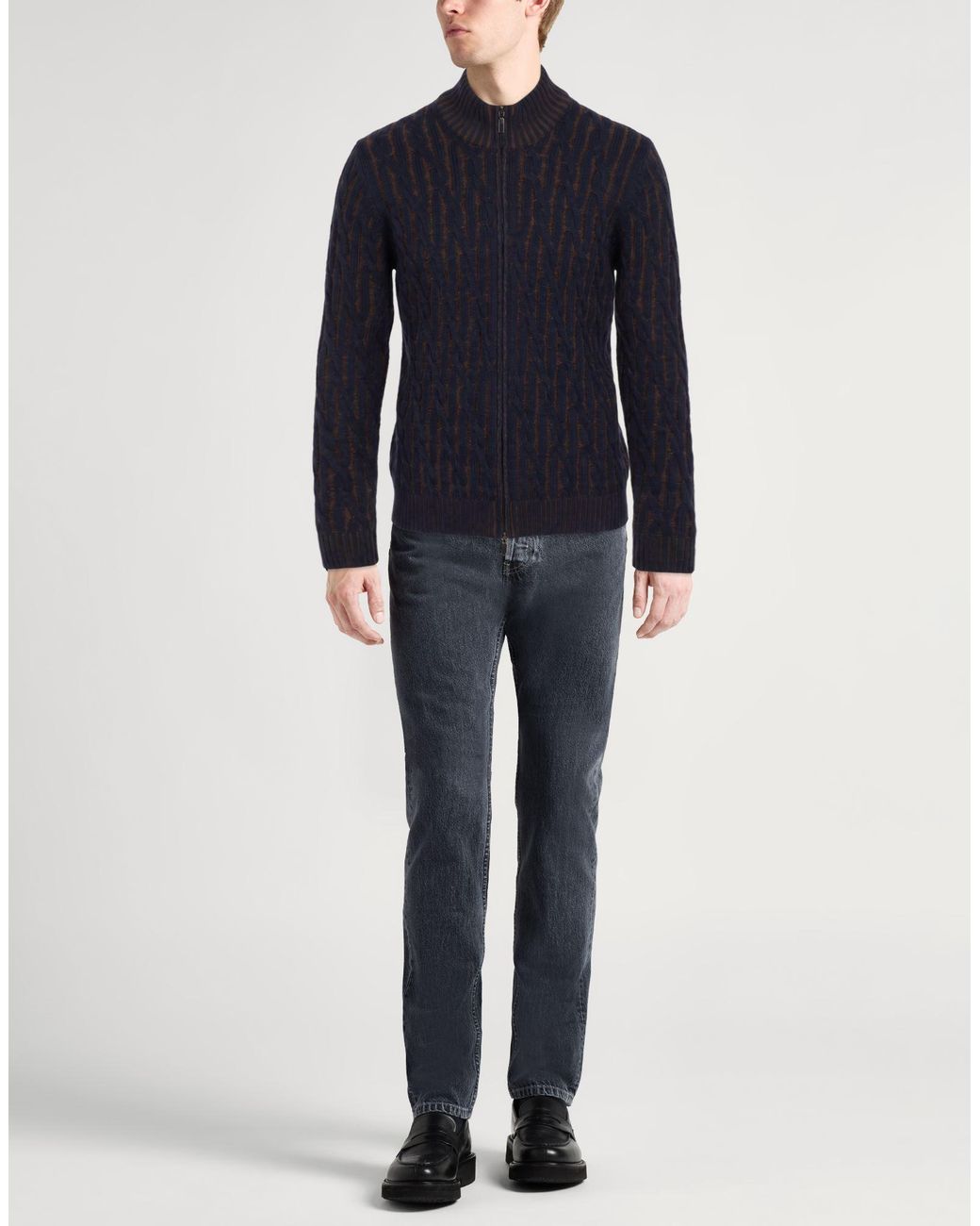 Moorer Blue Midnight Cardigan Cashmere for men