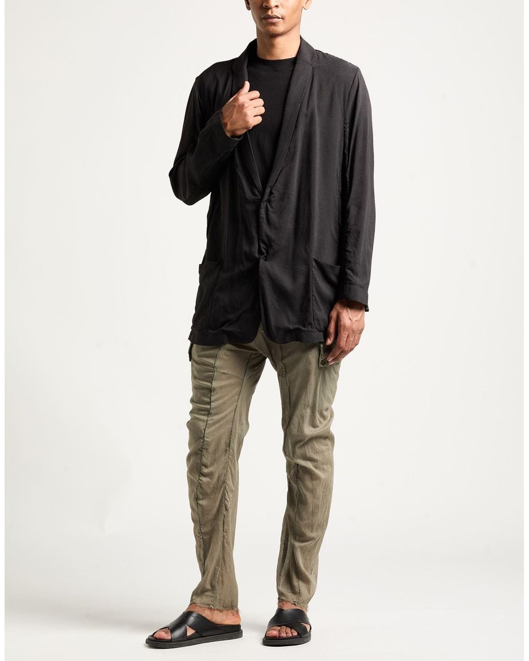 Giovanni Cavagna Black Blazer Silk, Polyester for men