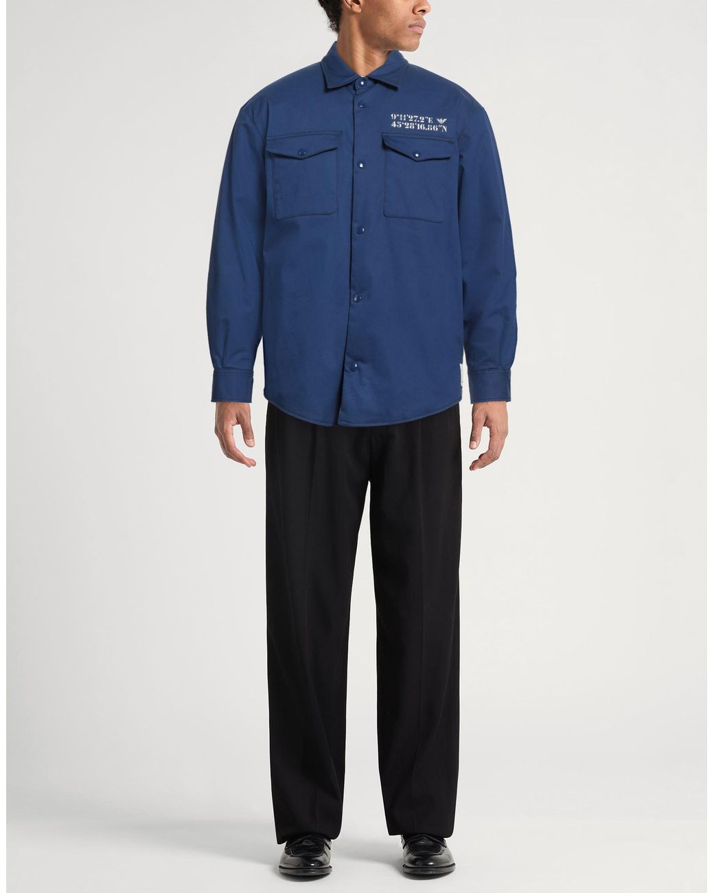 Emporio Armani Blue Bright Jacket Cotton, Elastane for men