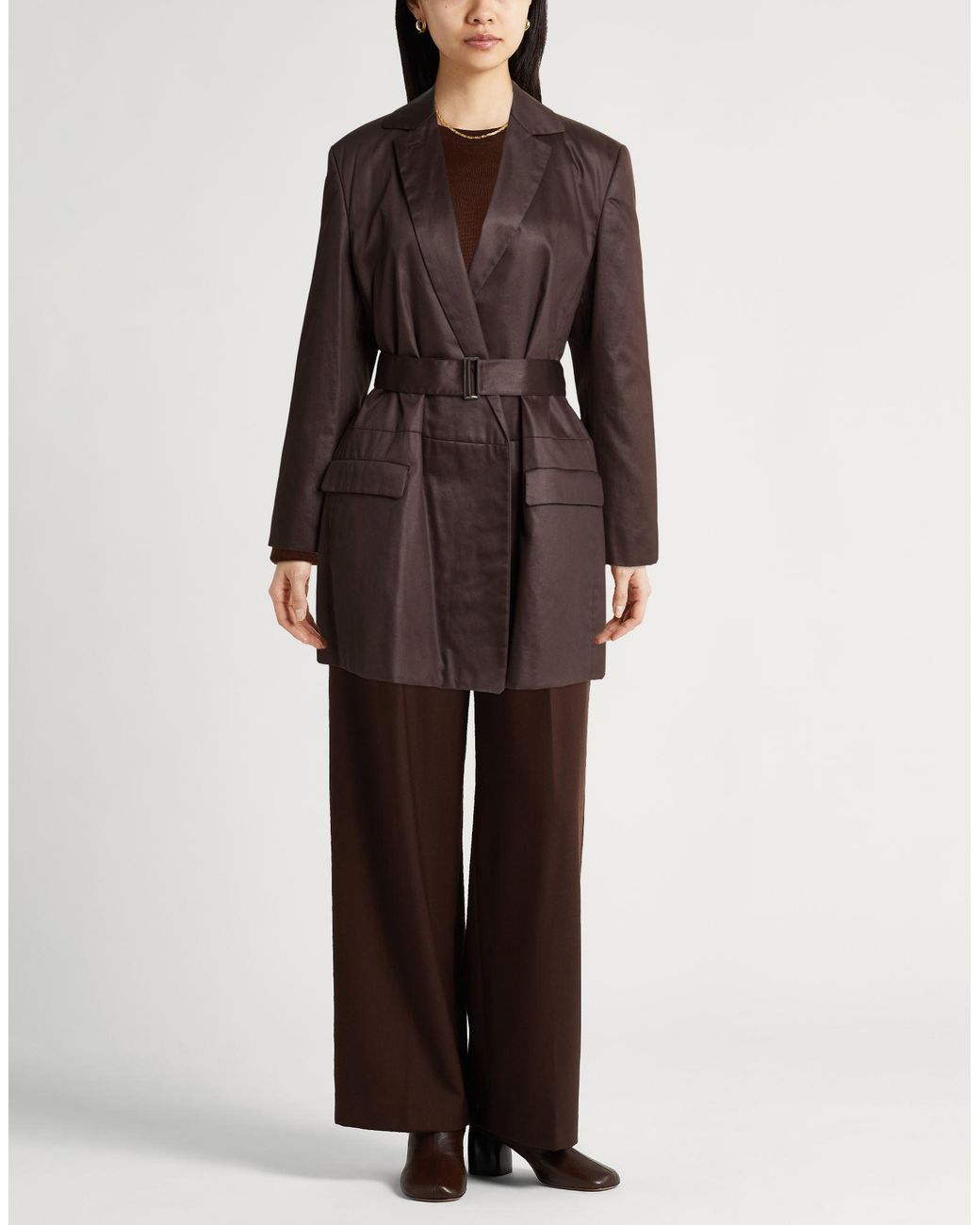 Strenesse Brown Overcoat & Trench Coat Cotton