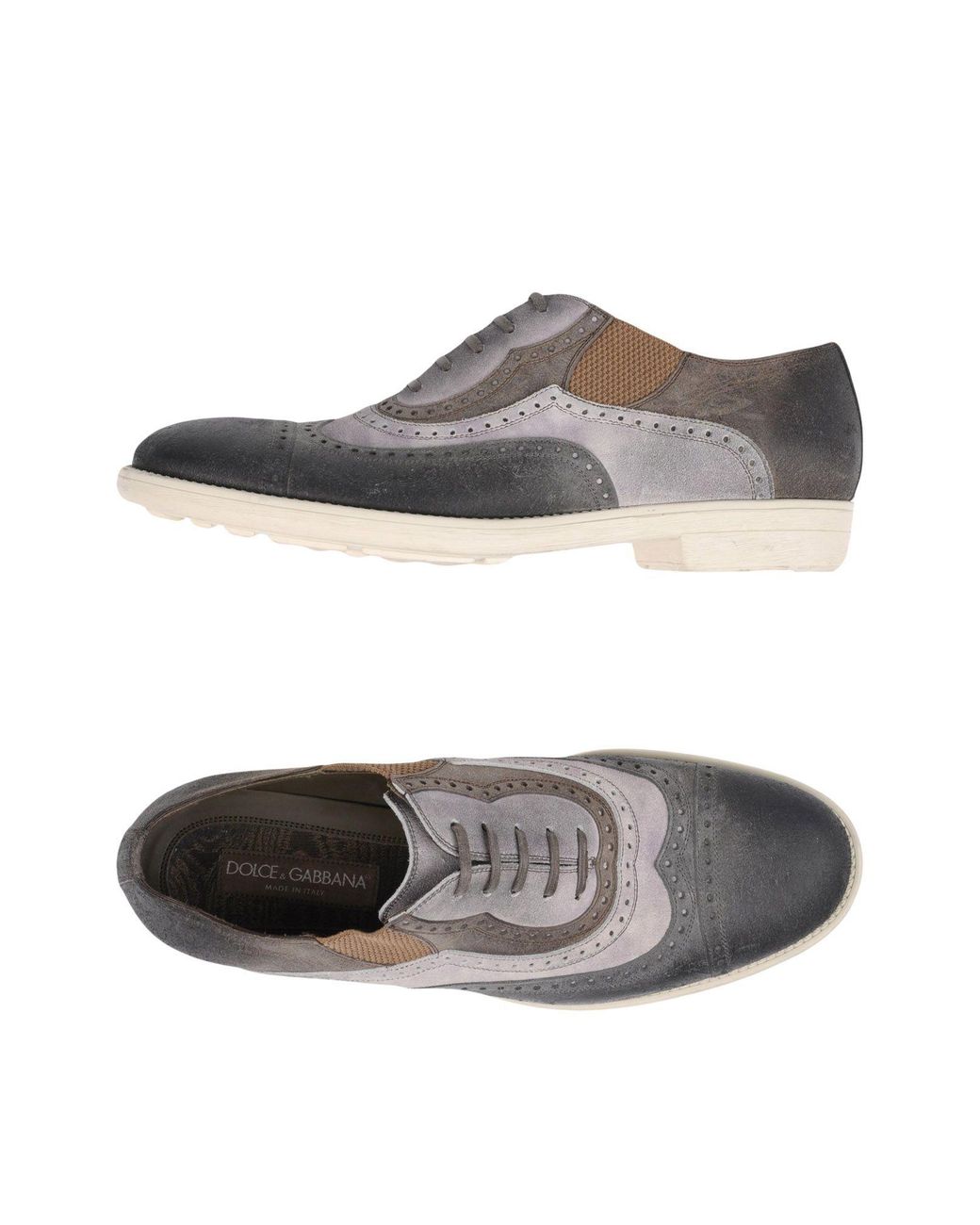 Dolce & Gabbana Gray Lead Lace-Up Shoes Calfskin for men