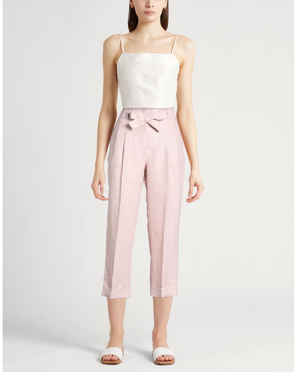 Peserico Pink Pants Linen, Viscose, Silk