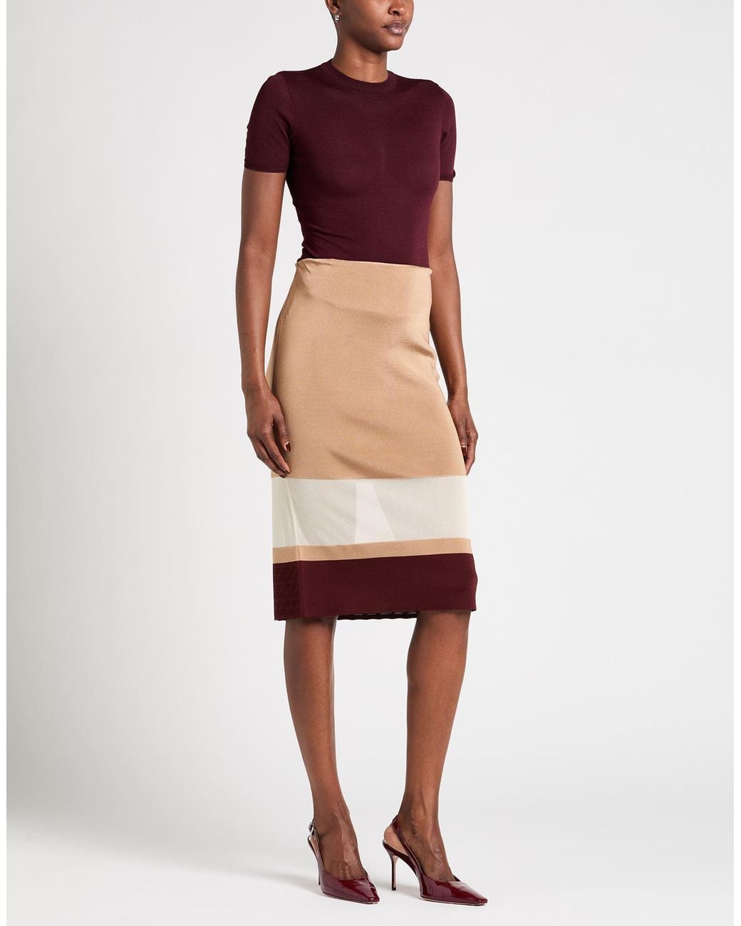 Fendi White Light Midi Skirt Viscose, Polyamide, Elastane