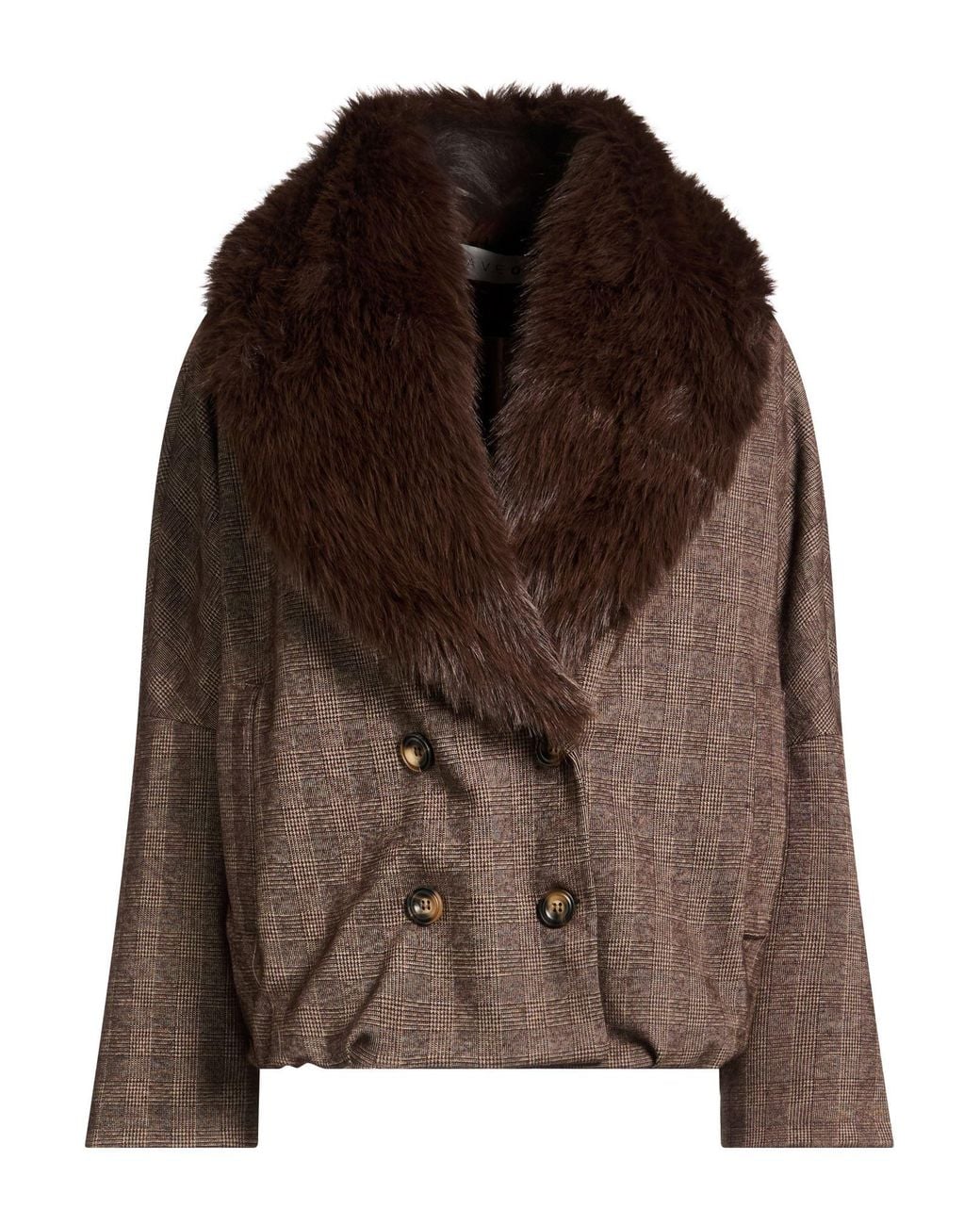 Haveone Brown Coat Polyester, Viscose, Elastane